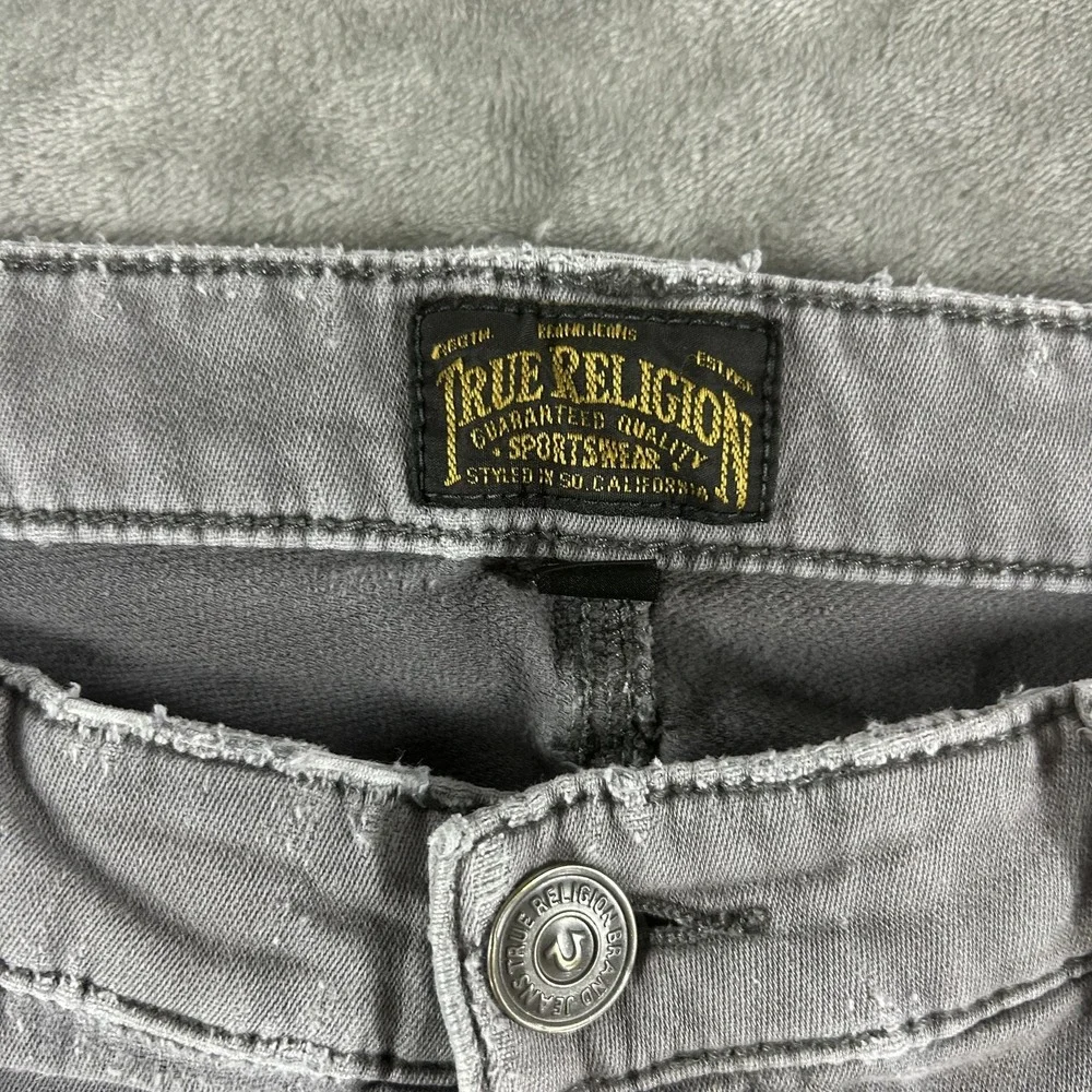 True Religion Runner Relaxed Jeans Mens 31x29 Gray Med Wash Tapered Cuffed